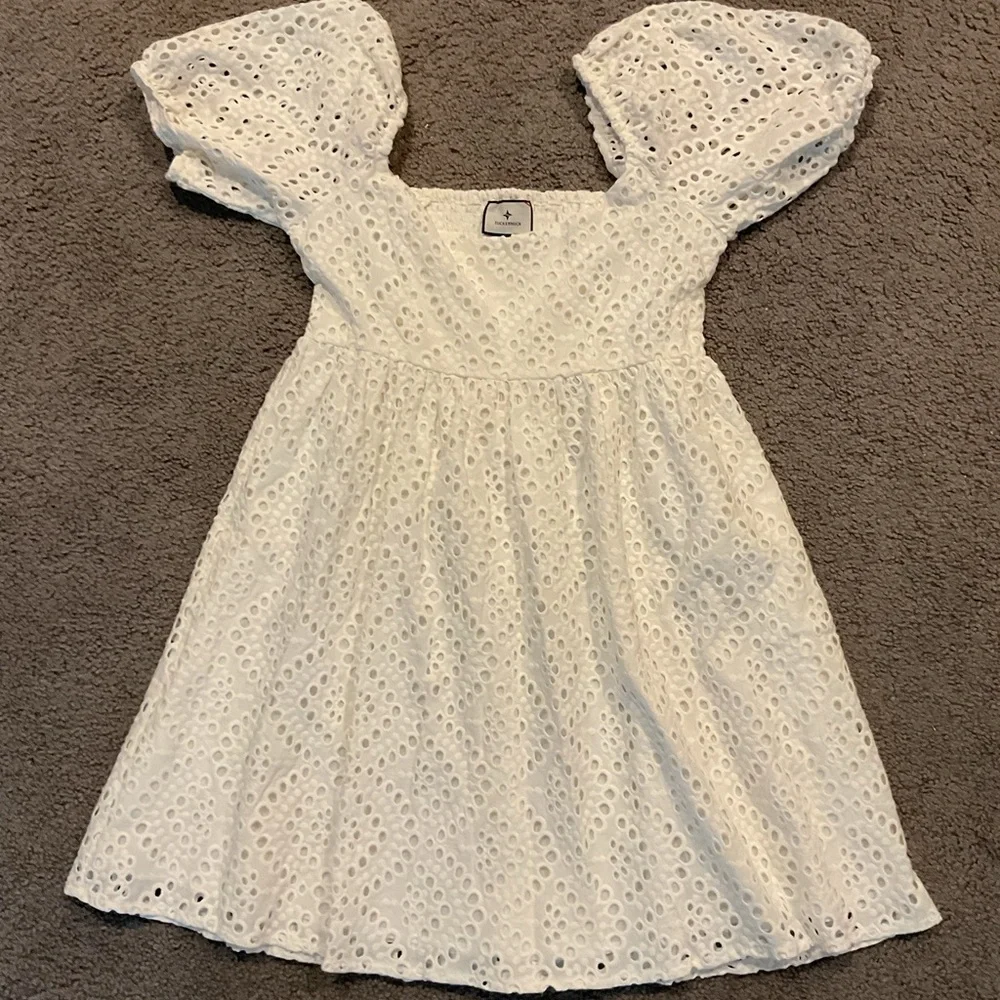 Tuckernuck Abigail White Eyelet Tunic Mini Dress Easter Party sz Small, Lk New - Picture 4 of 6